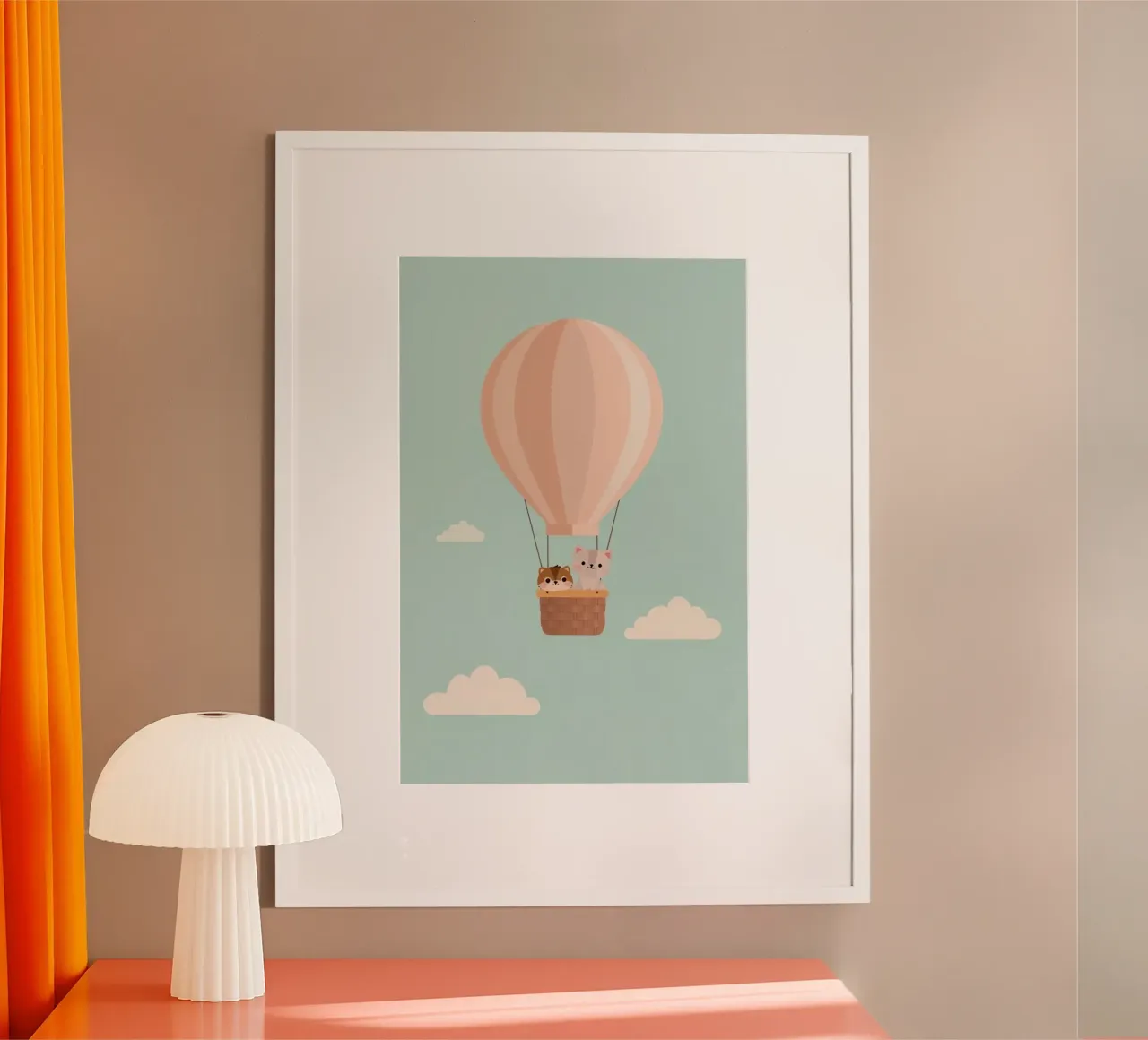 Gatti carini in cesto di mongolfiera poster da DesignDoodle