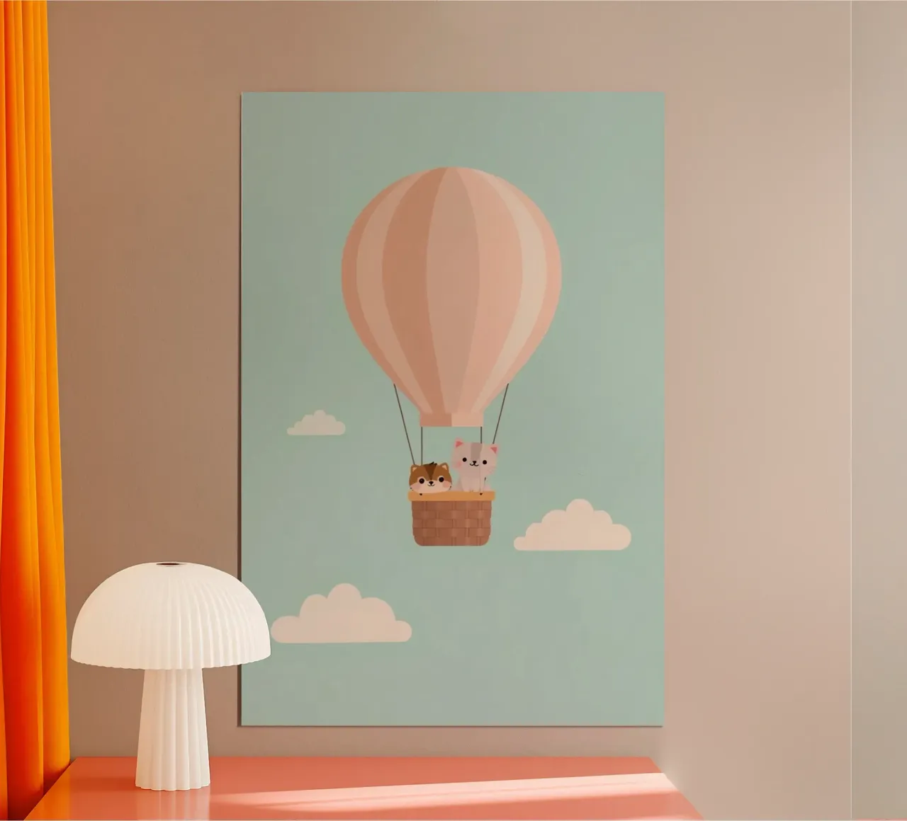 Gatti carini in cesto di mongolfiera poster da DesignDoodle