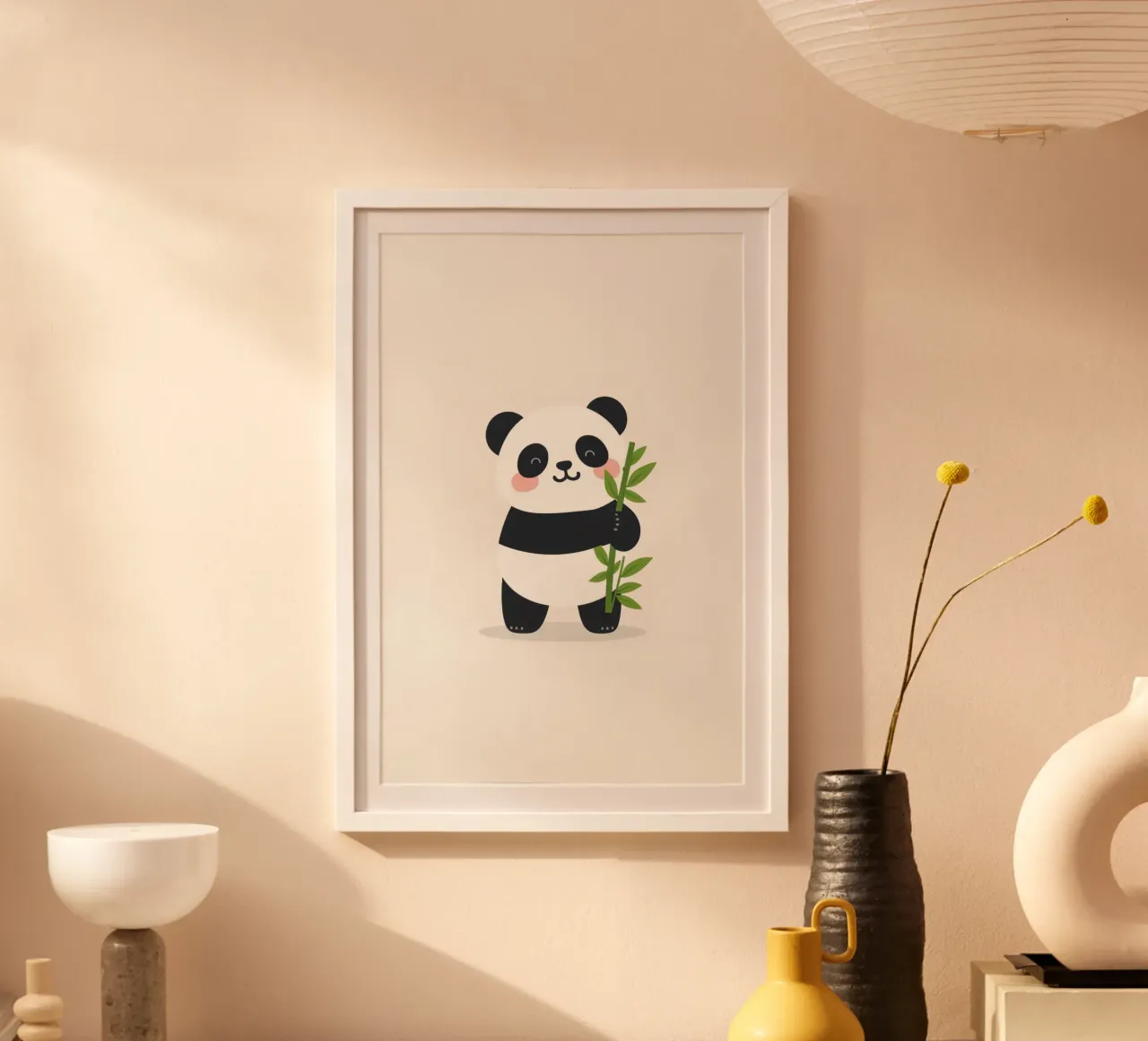 Bâton de bambou en forme de panda heureux et mignon poster de DesignDoodle