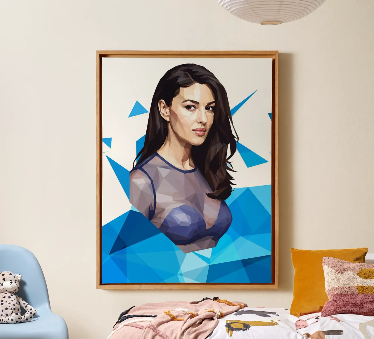 Monica Bellucci Lowpoly tela con Cornice a cassetta da Low Profile