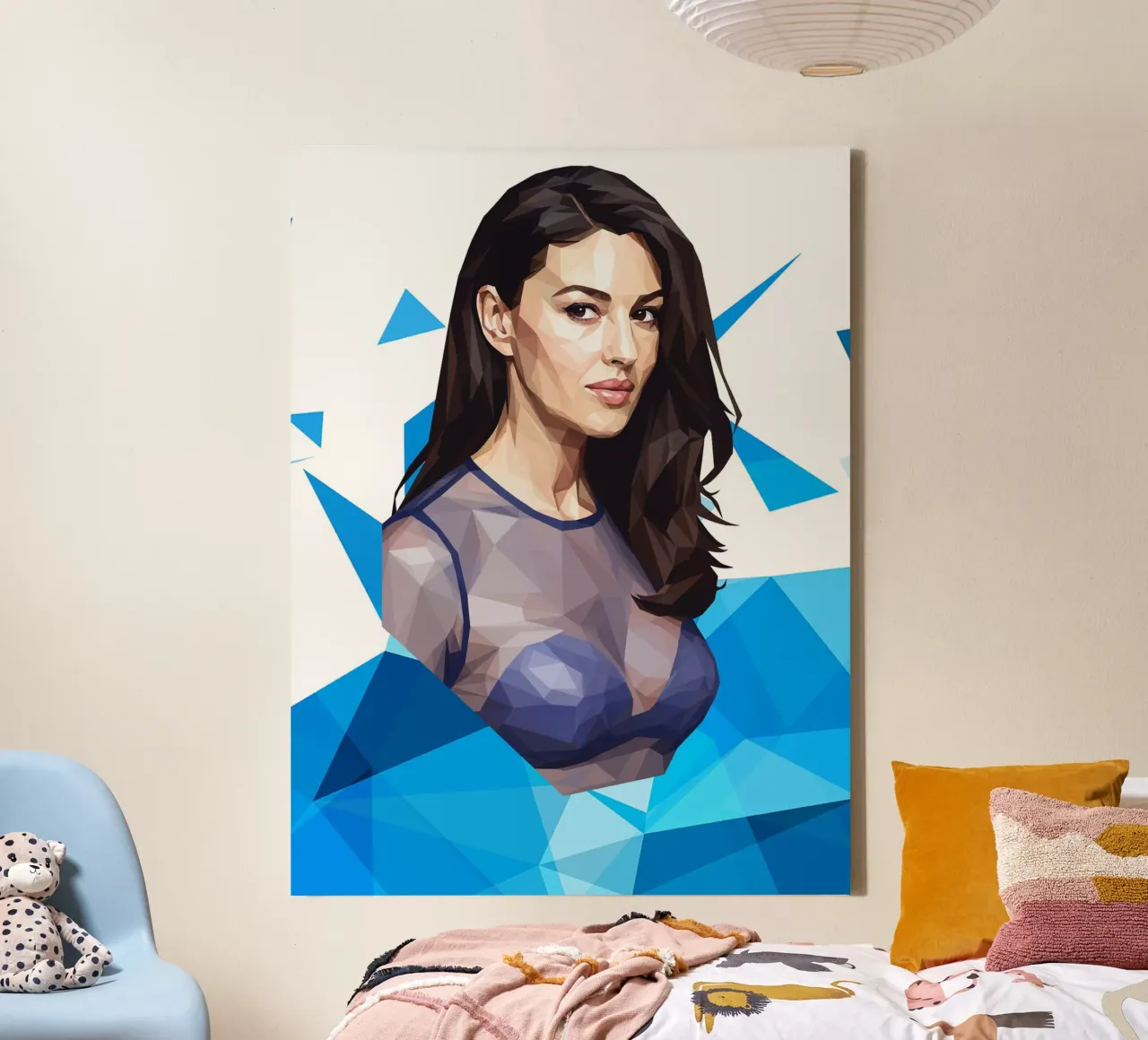 Monica Bellucci Lowpoly tela con Cornice a cassetta da Low Profile