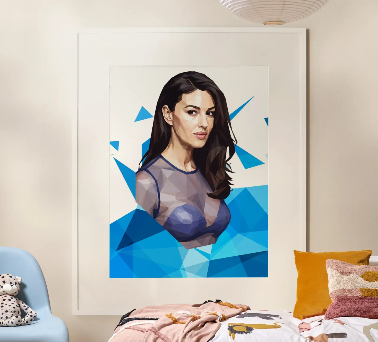 Monica Bellucci Lowpoly poster con telaio in alluminio da Low Profile