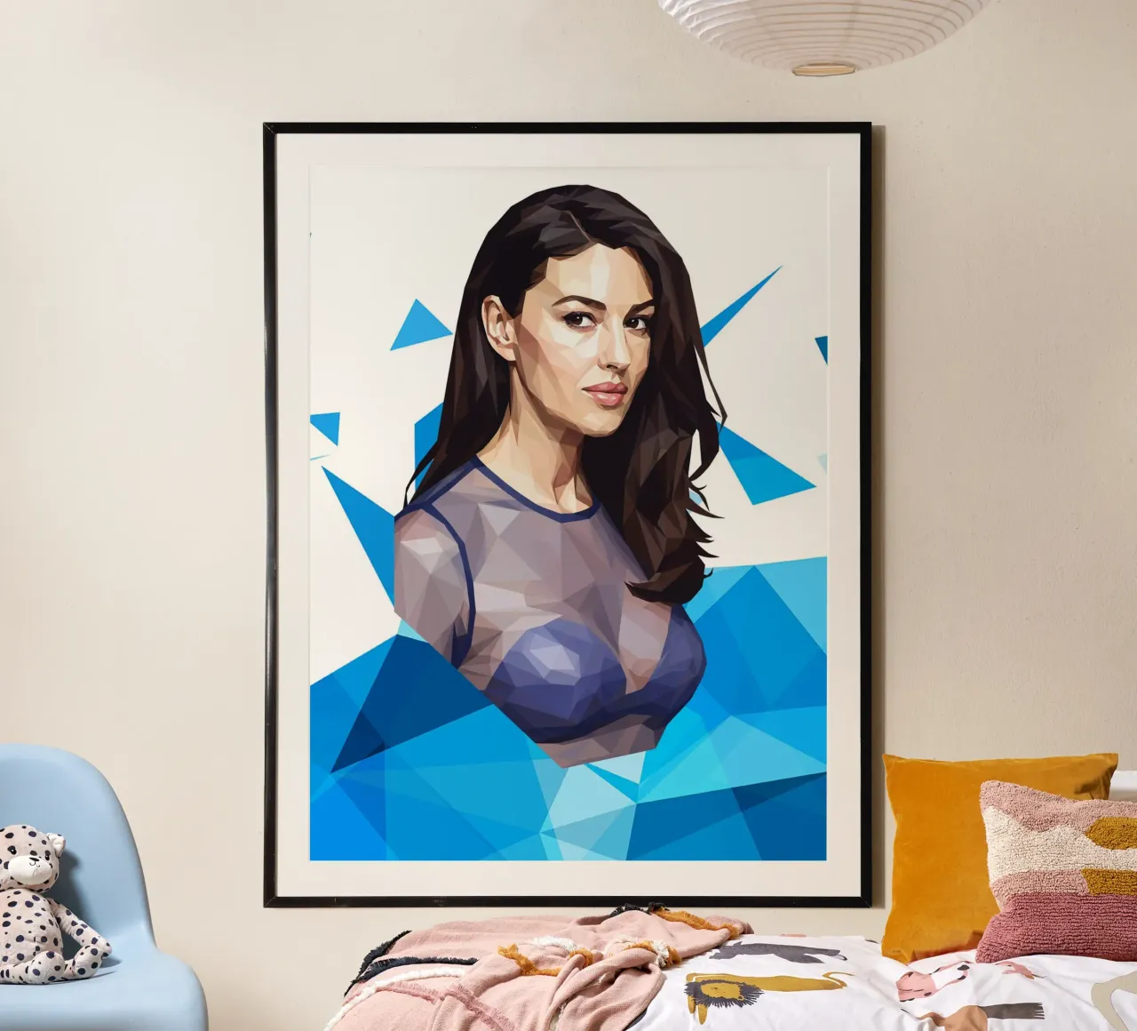 Monica Bellucci Lowpoly poster con telaio in alluminio da Low Profile