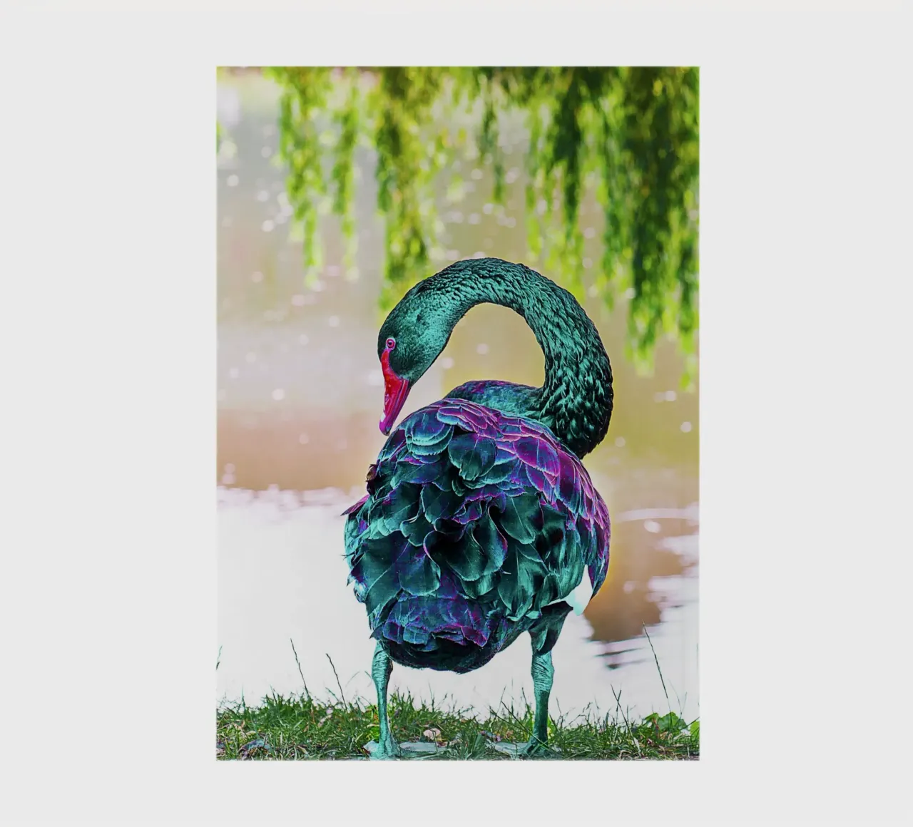 Neon Swan from Another World – Surreal Fine Art Print notebook by jay