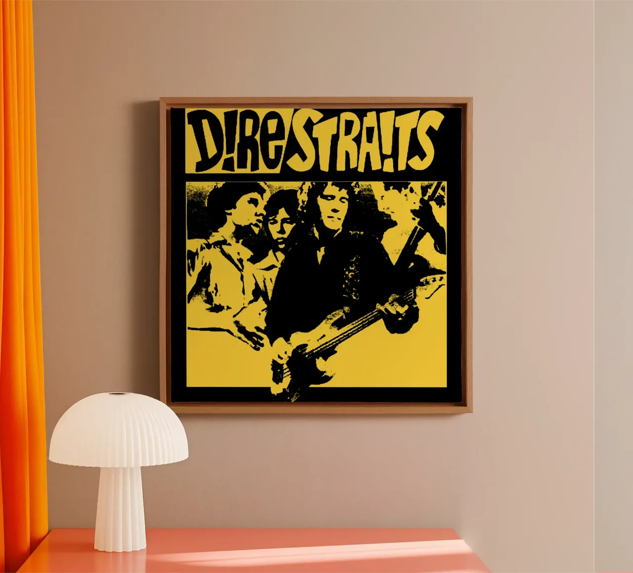 Grunge Style Dire Straits Rock Band lienzo con Marco flotante de grass.studio_