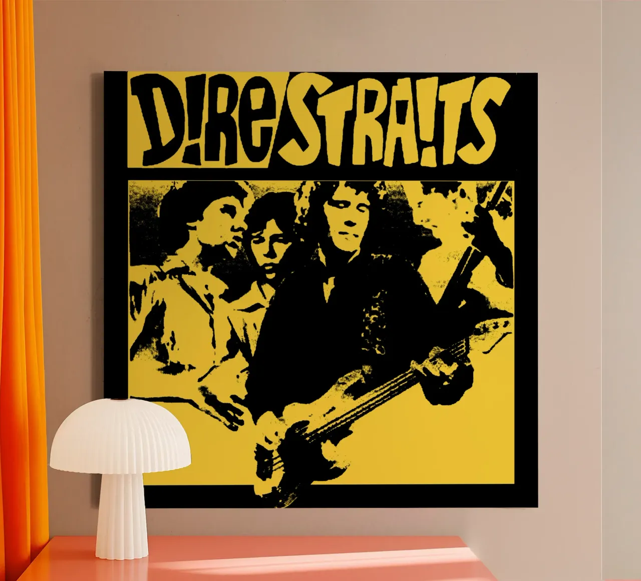 Grunge Style Dire Straits Rock Band lienzo con Marco flotante de grass.studio_