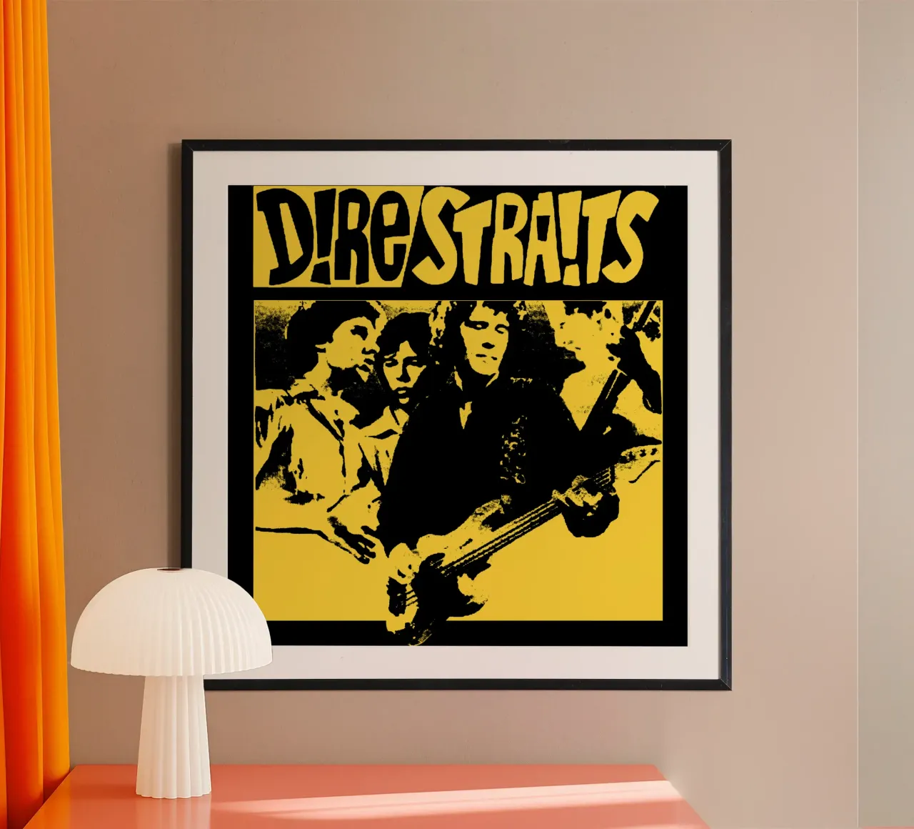 Stile grunge Dire Straits Rock Band poster con telaio in plastica da grass.studio_
