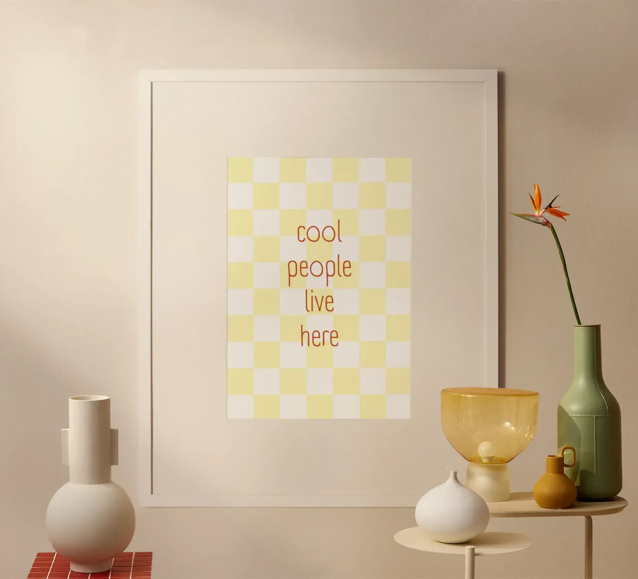 Cool People Yellow Check poster da Poster Print Studio