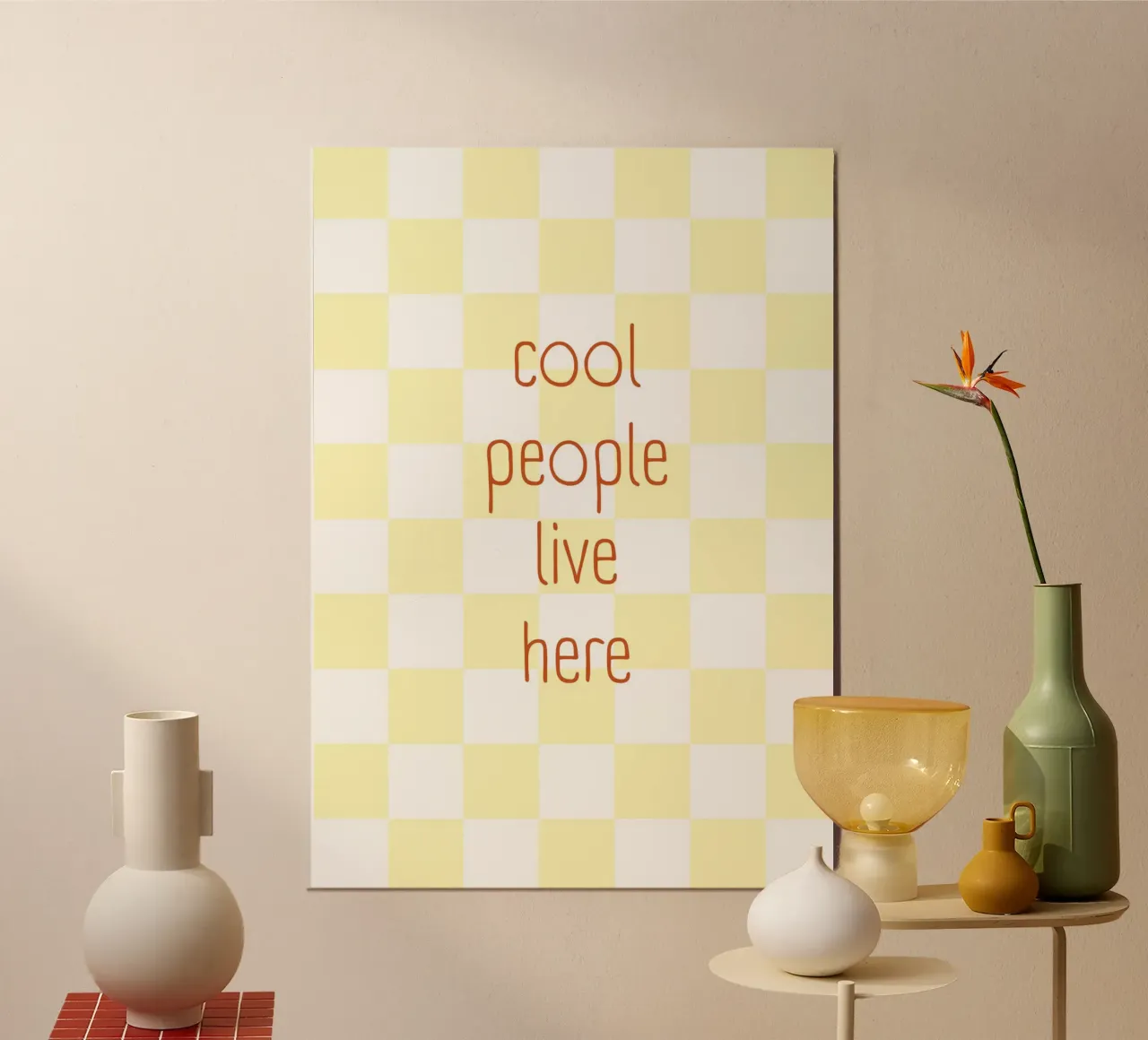 Cool People Yellow Check poster da Poster Print Studio