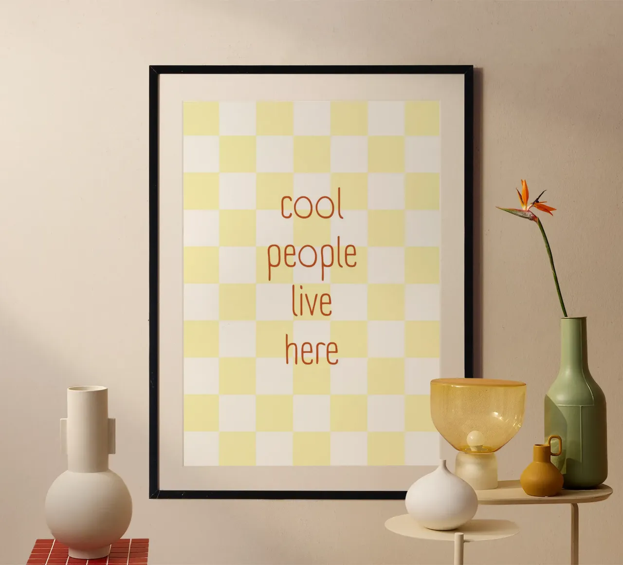 Cool People Yellow Check poster da Poster Print Studio