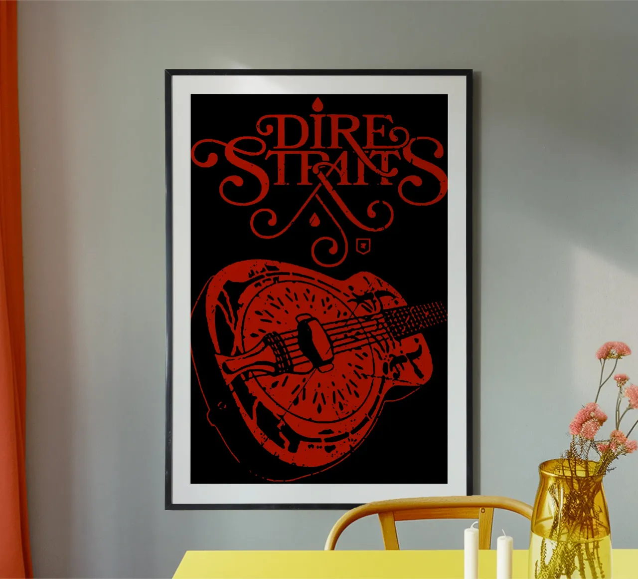 Chitarra Dire Straits Rock Band poster con telaio in plastica da grass.studio_