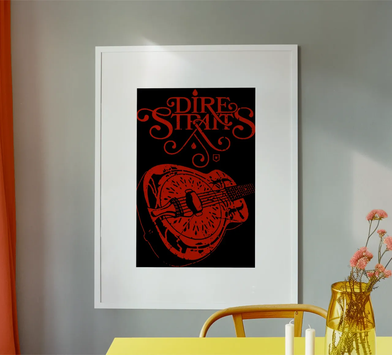 Chitarra Dire Straits Rock Band poster con telaio in plastica da grass.studio_