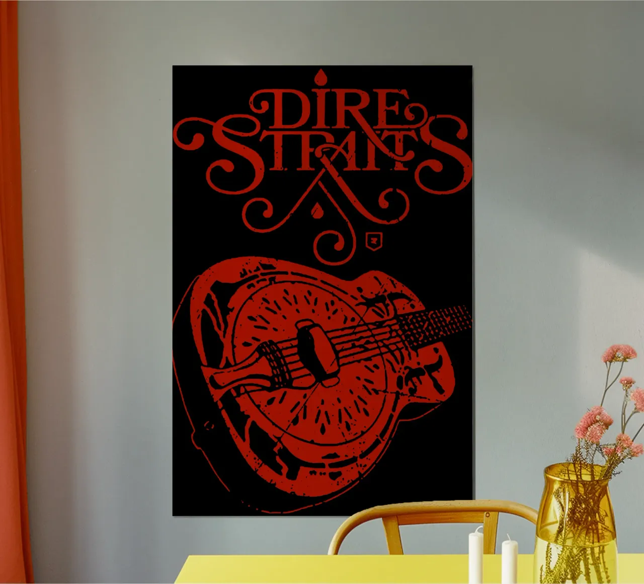 Chitarra Dire Straits Rock Band poster con telaio in plastica da grass.studio_