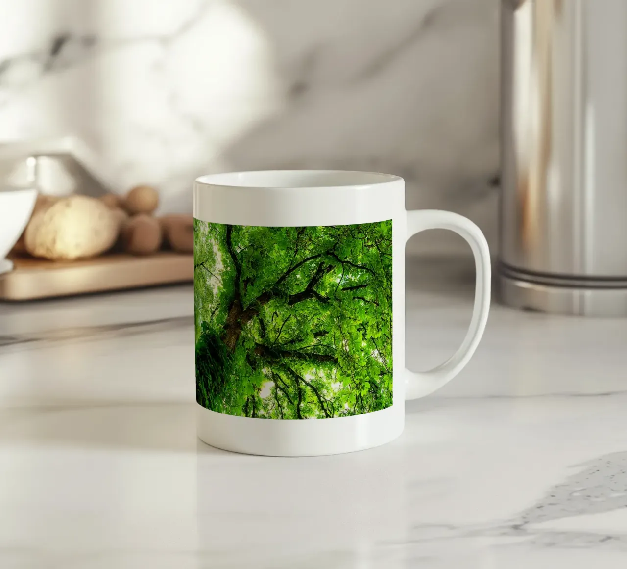 Symmetrie van smaragdgroene boom - Abstracte kunstdruk keramische mok van jay