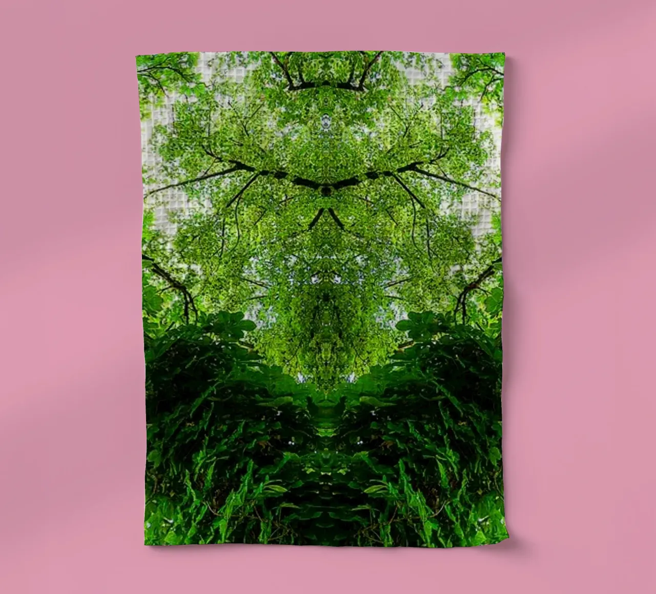 Emerald Tree Symmetry – Fine Art Abstract Print tea towel by jay
