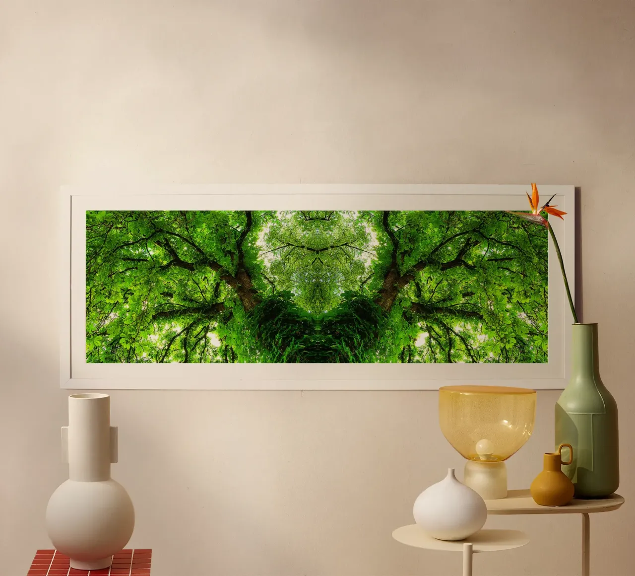 Emerald Tree Symmetry – Fine Art Abstract Print poster with aluminum frame by jay
