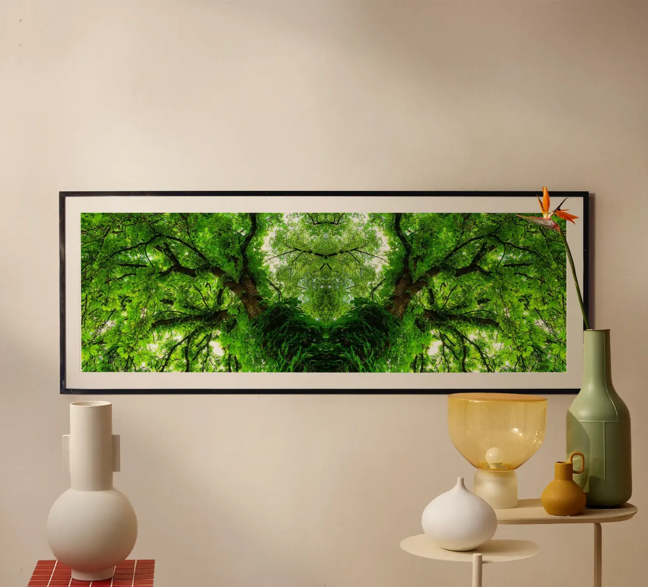 Emerald Tree Symmetry – Fine Art Abstract Print poster with aluminum frame by jay