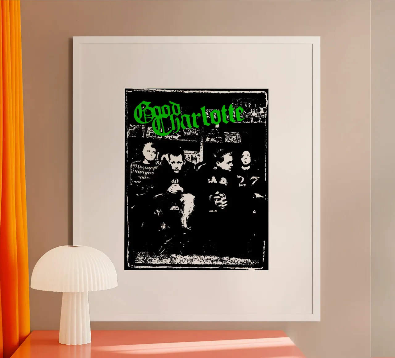 Good Charlotte Silhouette Pop Punk poster con telaio in legno da igoshdesigns