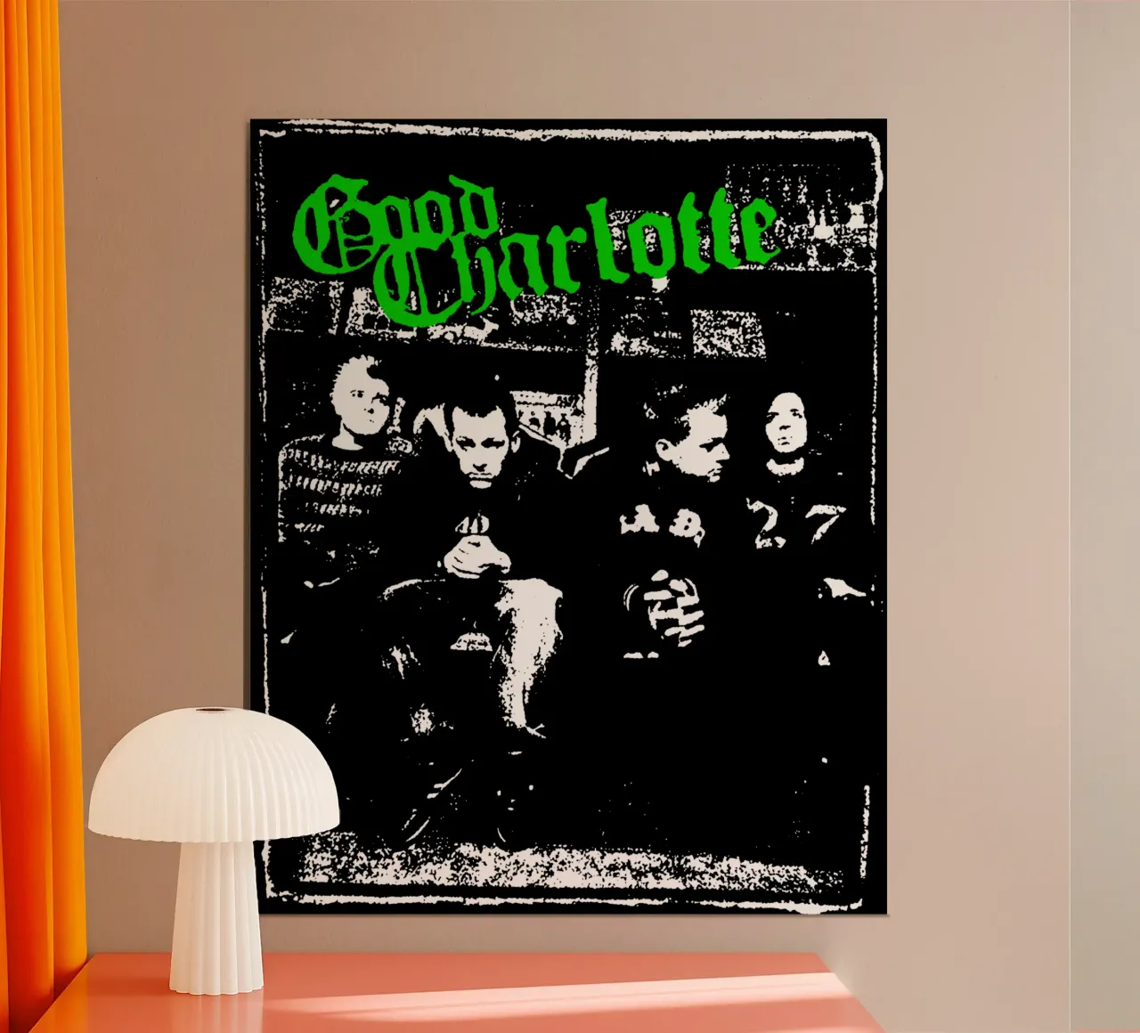 Good Charlotte Silhouette Pop Punk poster con telaio in legno da igoshdesigns
