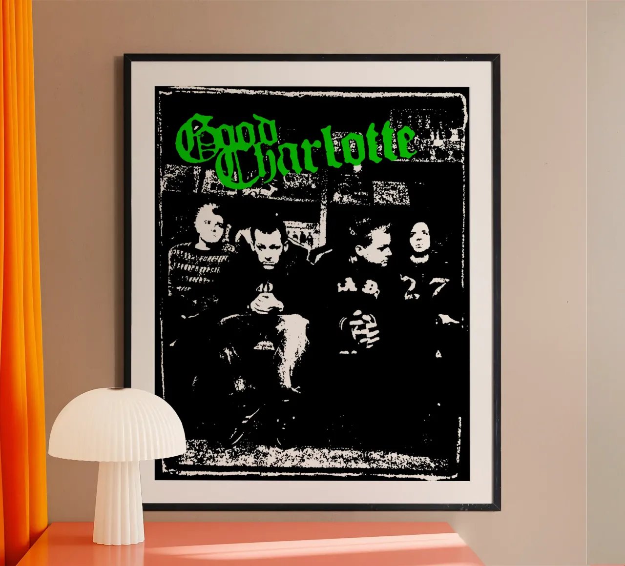 Good Charlotte Silhouette Pop Punk poster con telaio in legno da igoshdesigns