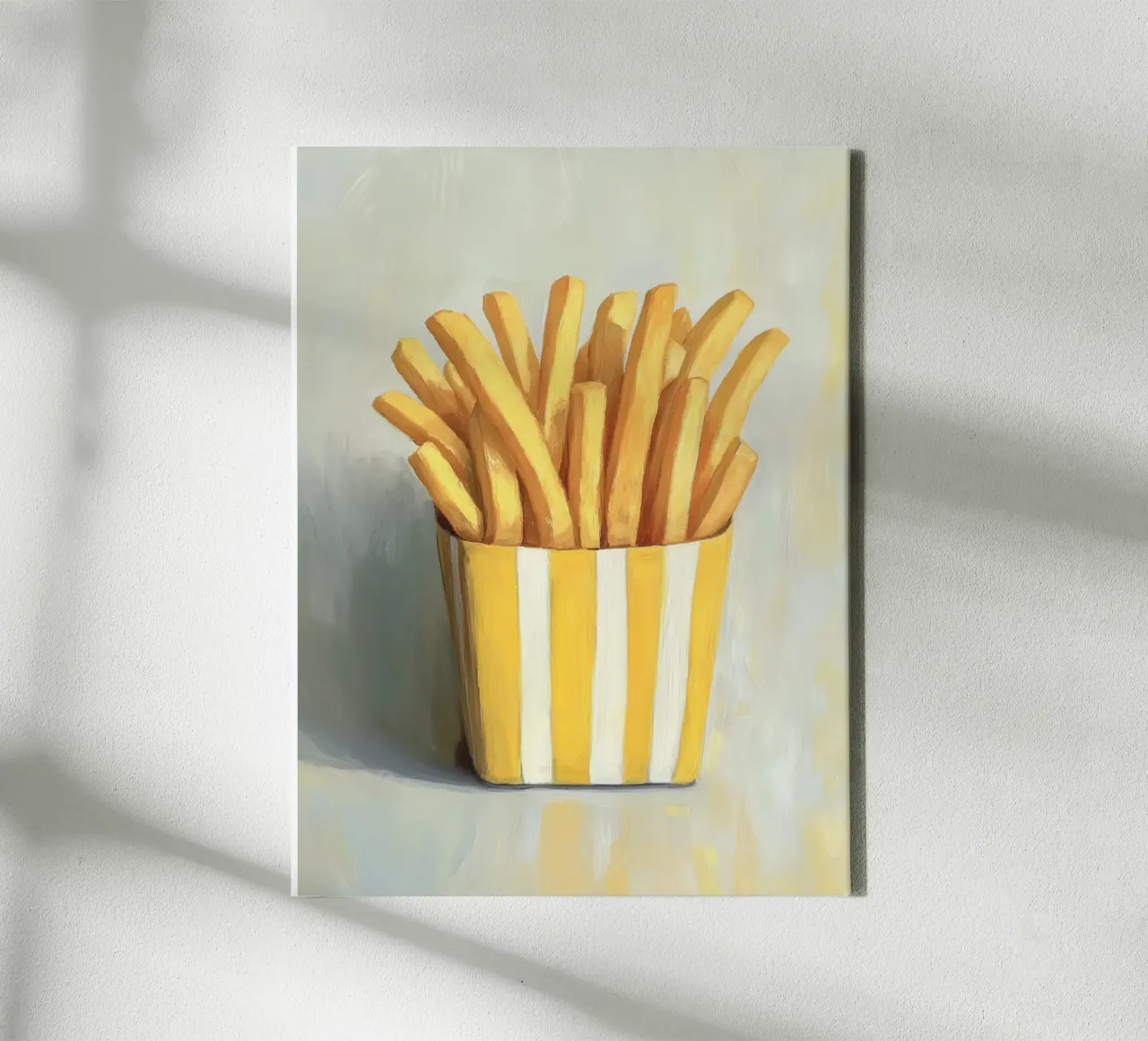 Gele frietjes kunst canvas met Baklijst van Carinaprint