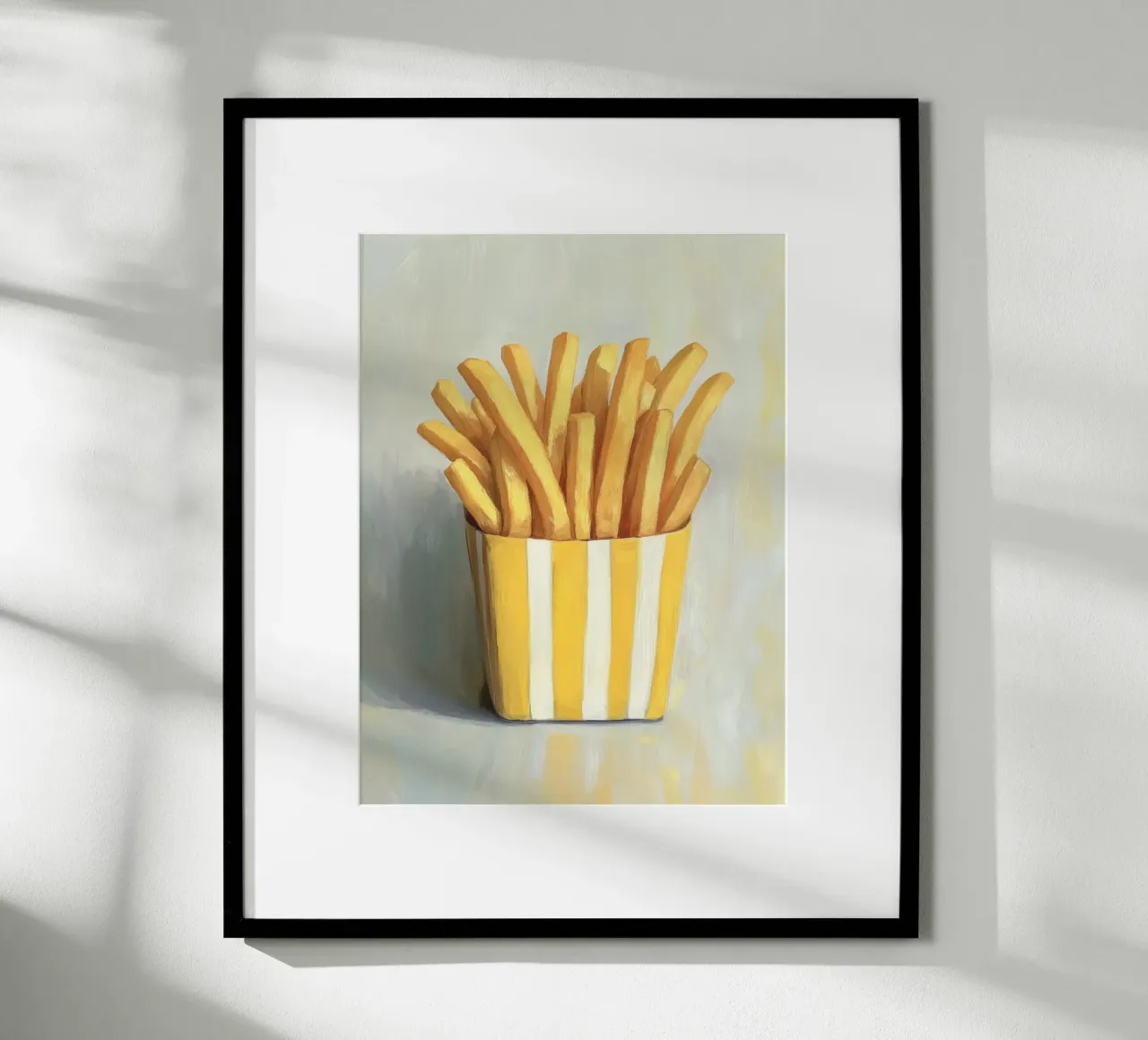 Art de la frite jaune poster avec cadre en aluminium de Carinaprint