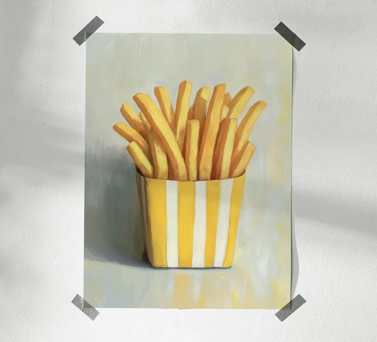 Art de la frite jaune poster avec cadre en aluminium de Carinaprint