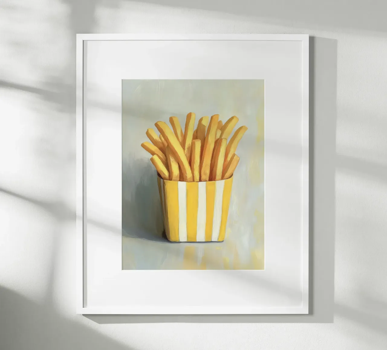 Art de la frite jaune poster avec cadre en aluminium de Carinaprint