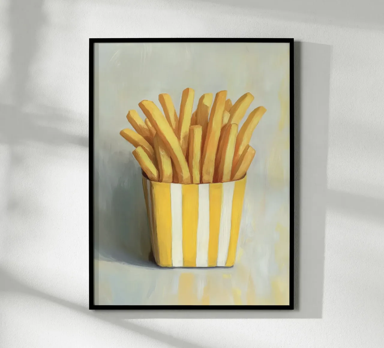 Art de la frite jaune poster avec cadre en aluminium de Carinaprint