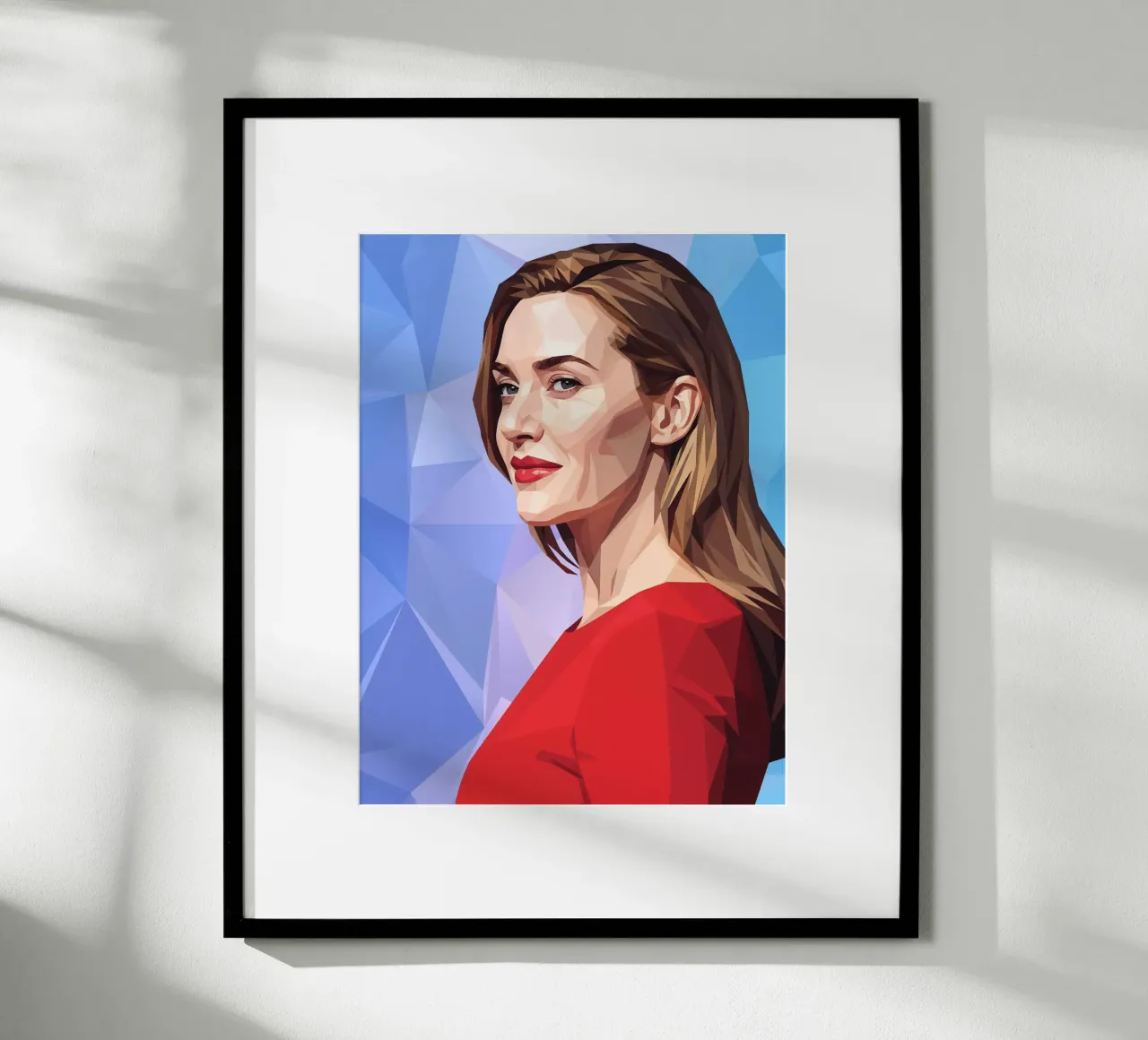 Kate Winslet Lowpoly poster con telaio in plastica da Low Profile