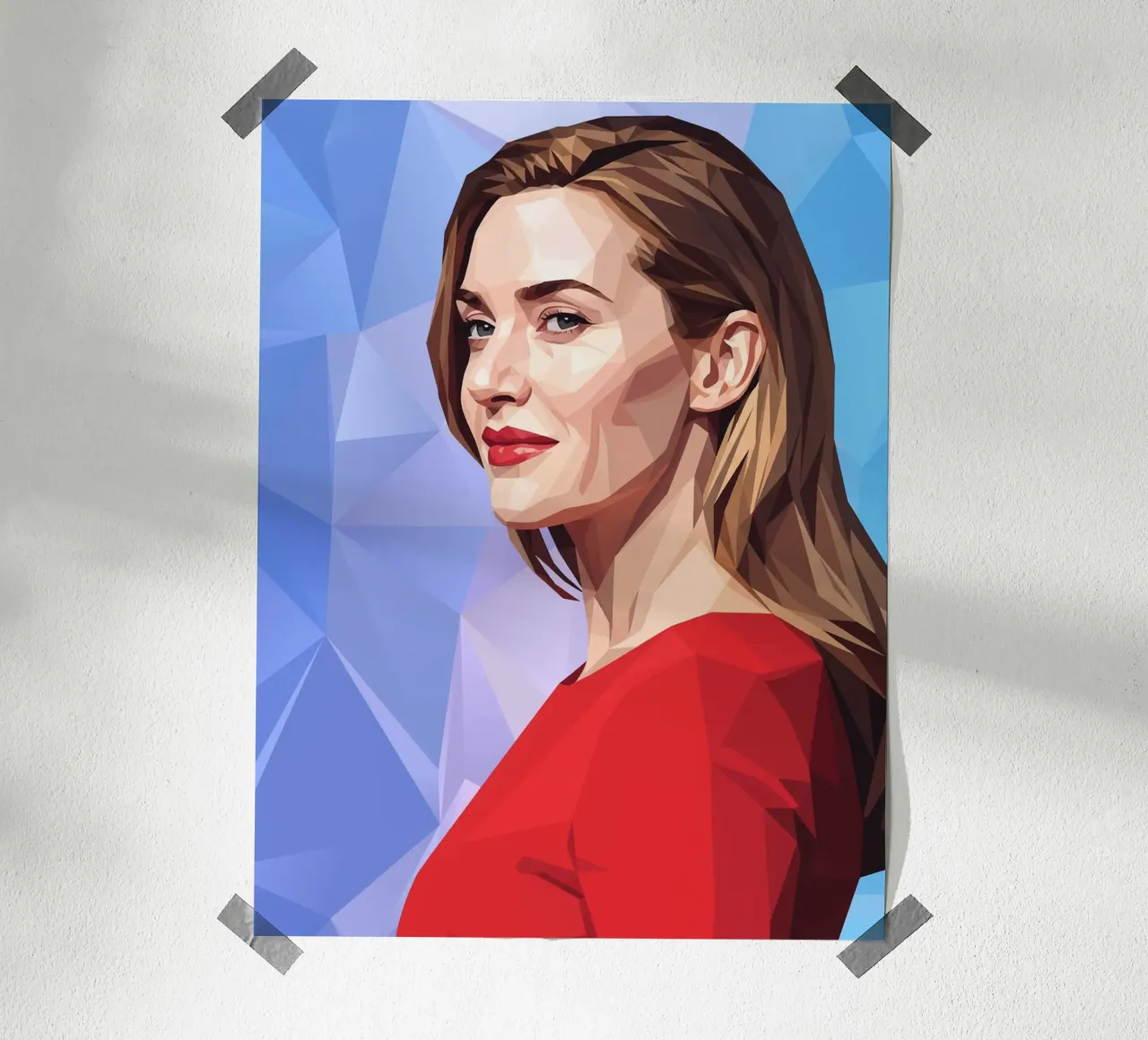 Kate Winslet Lowpoly poster con telaio in plastica da Low Profile