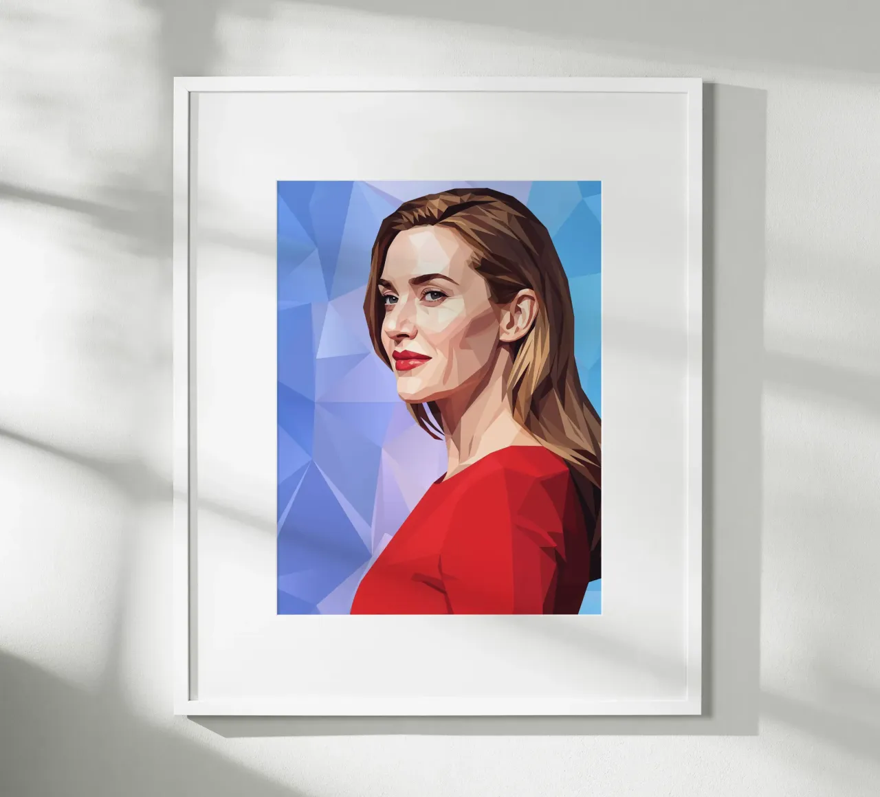 Kate Winslet Lowpoly poster con telaio in plastica da Low Profile