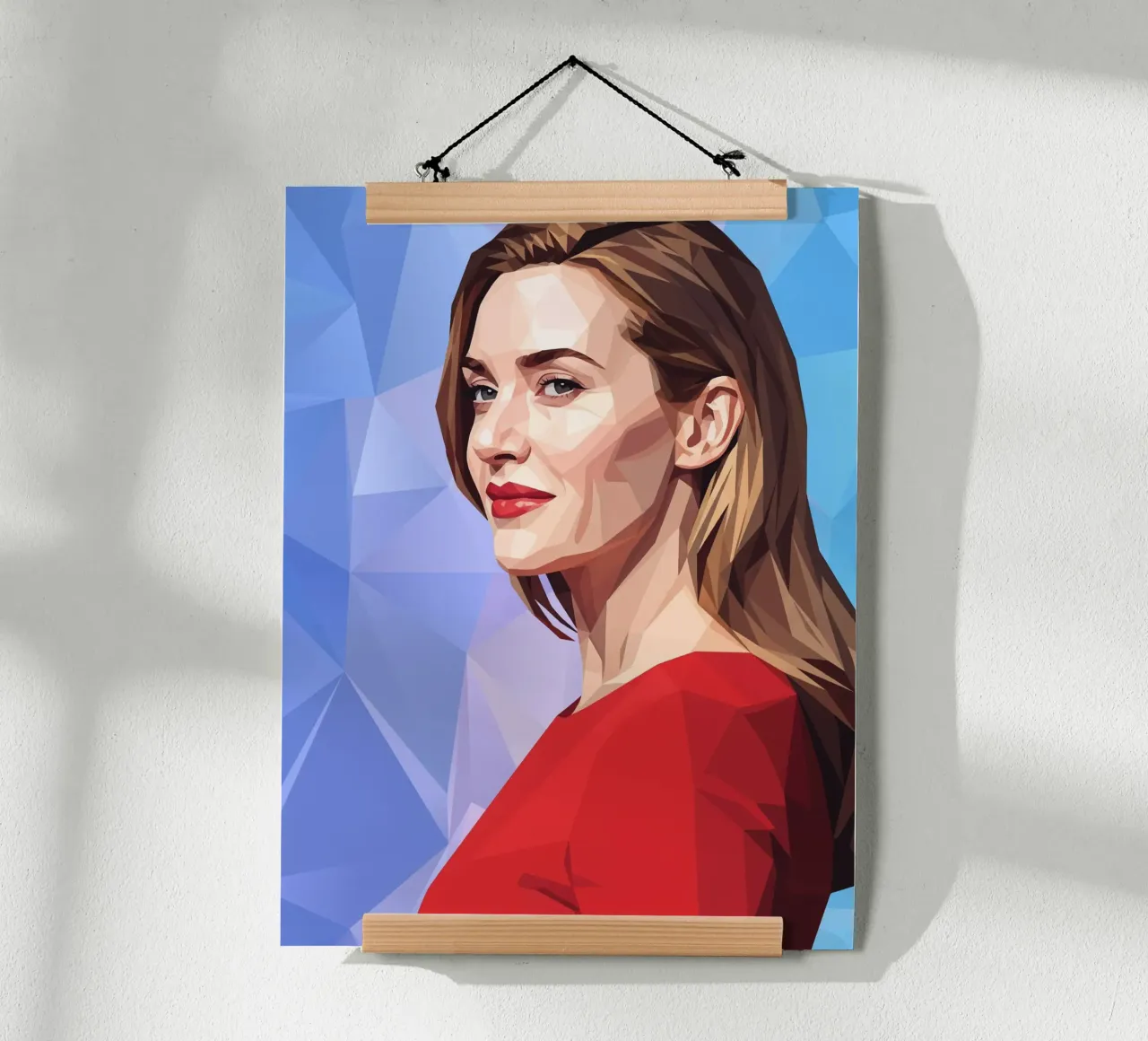 Kate Winslet Lowpoly poster con telaio in plastica da Low Profile