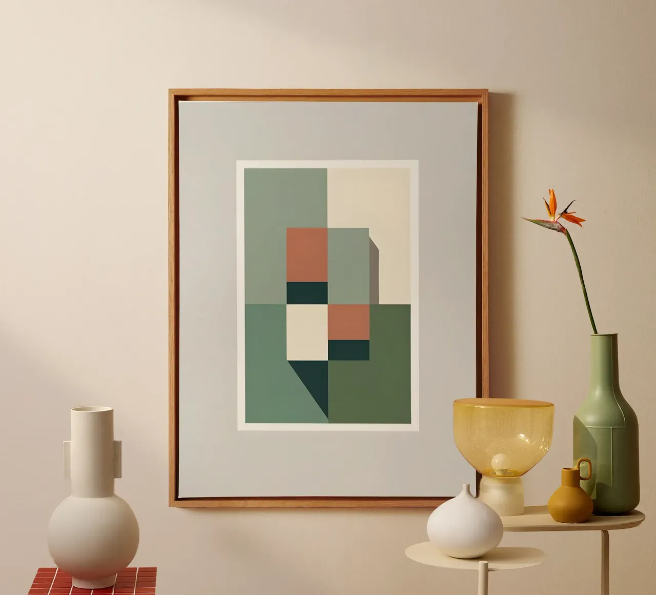 Color Blocks canvas with Floater frame by The Green Room
