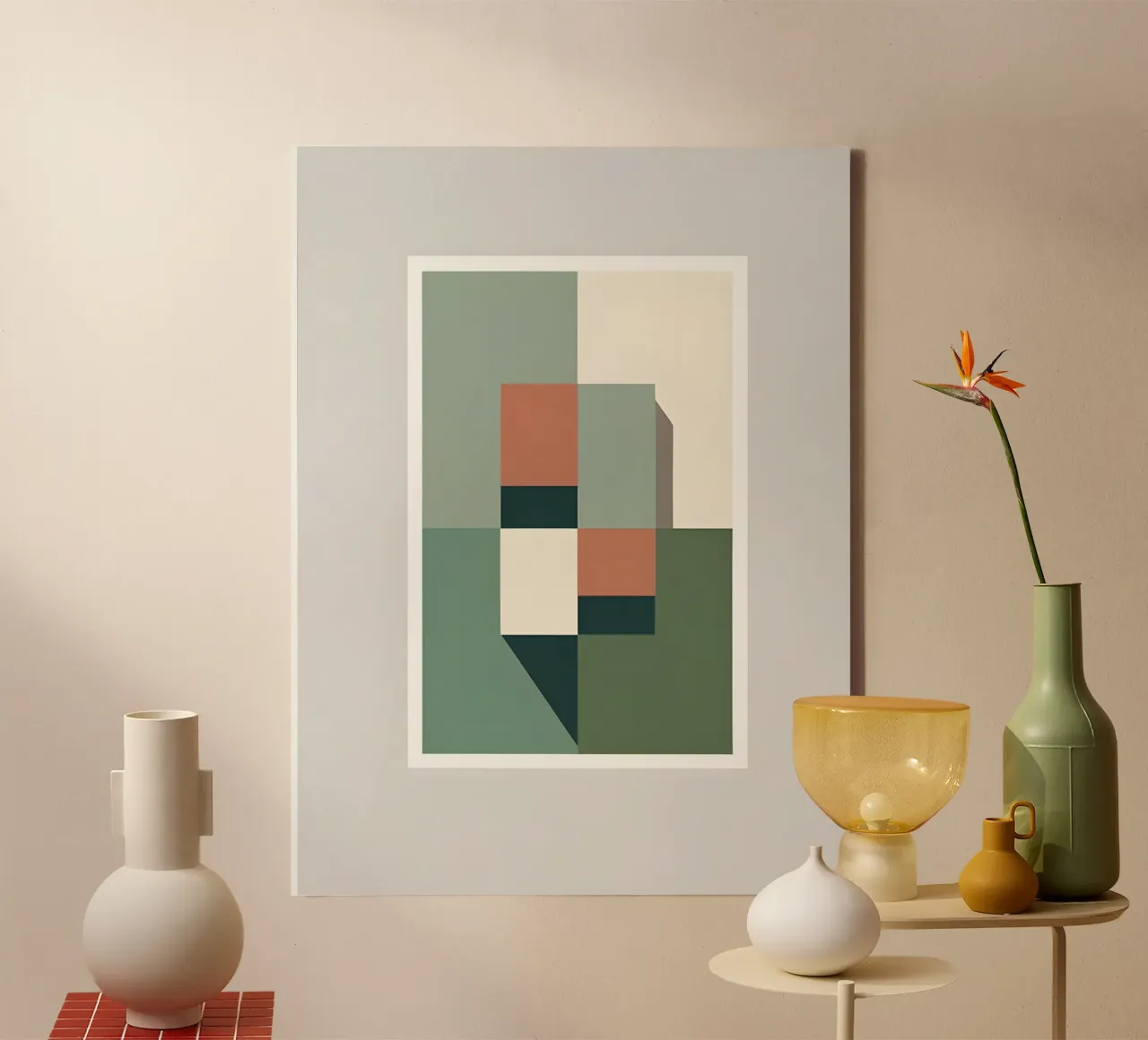 Color Blocks canvas with Floater frame by The Green Room
