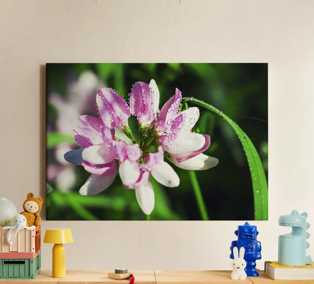 Dew-Kissed Wildflower – Fine Art Print canvas with Floater frame by jay