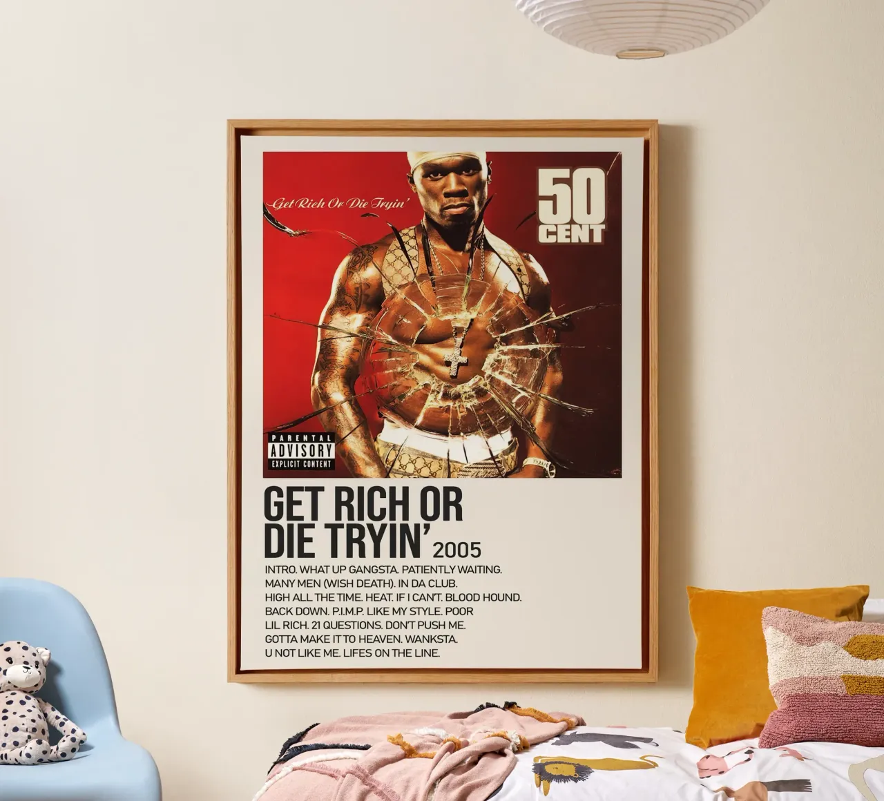 50  Cent Get Rich or Die Tryin canvas met Baklijst van Roronoa7