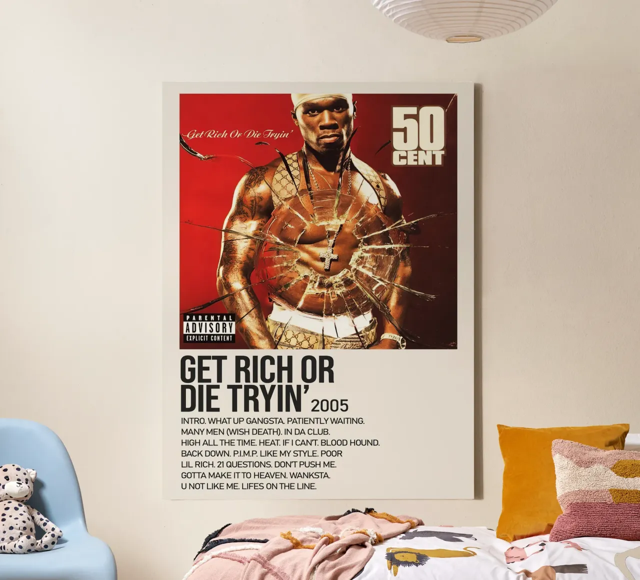 50  Cent Get Rich or Die Tryin canvas met Baklijst van Roronoa7