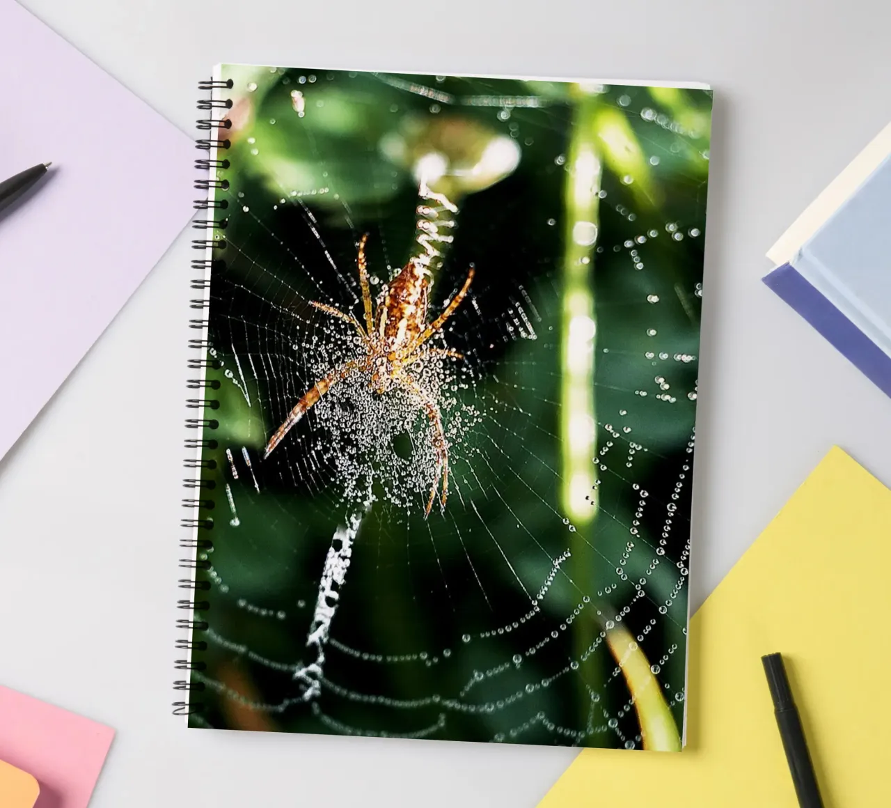 Web of Dawn – Fine Art Print spiral notebook by jay