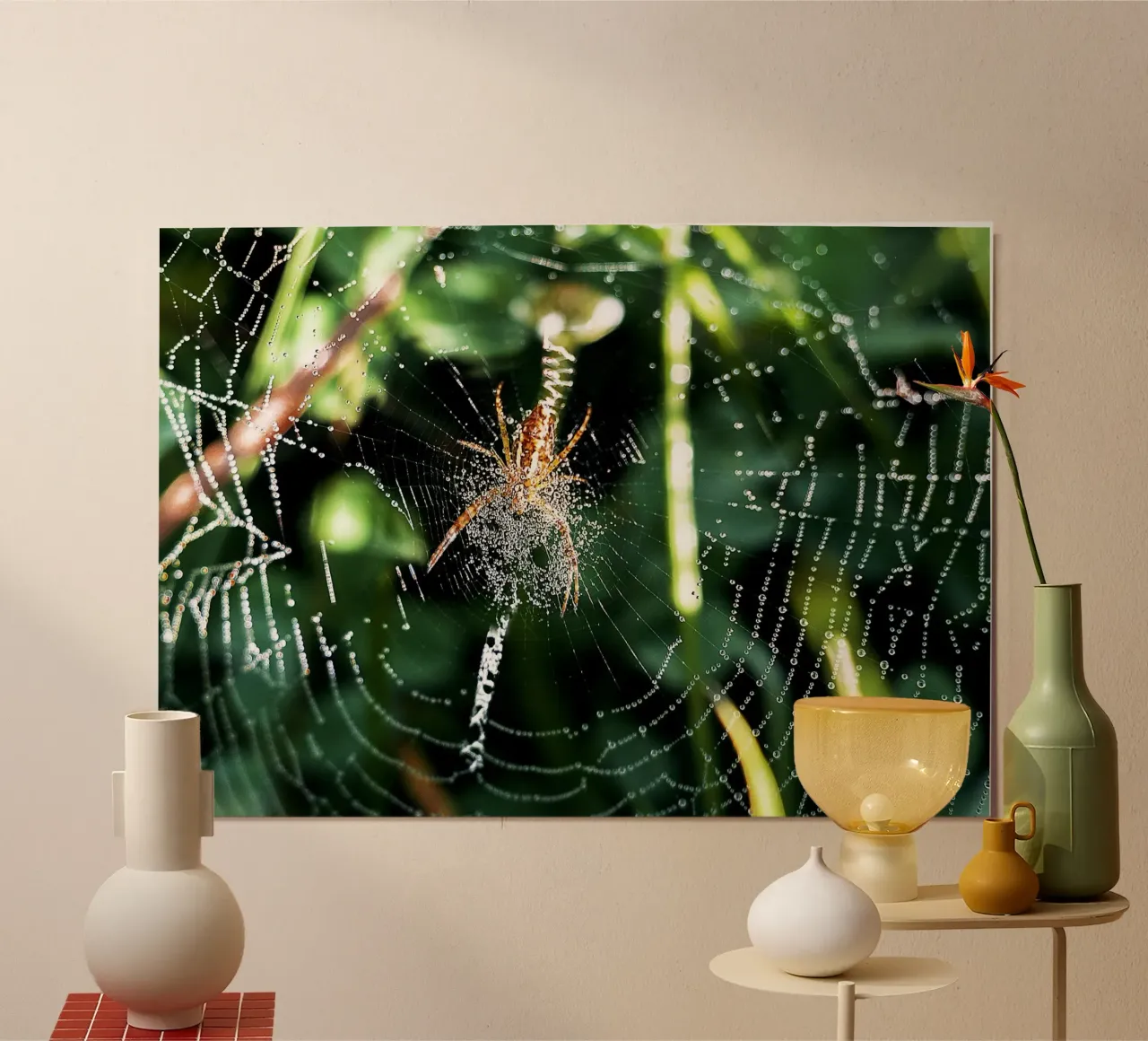 Web of Dawn - Stampa d'arte poster con telaio in legno da jay
