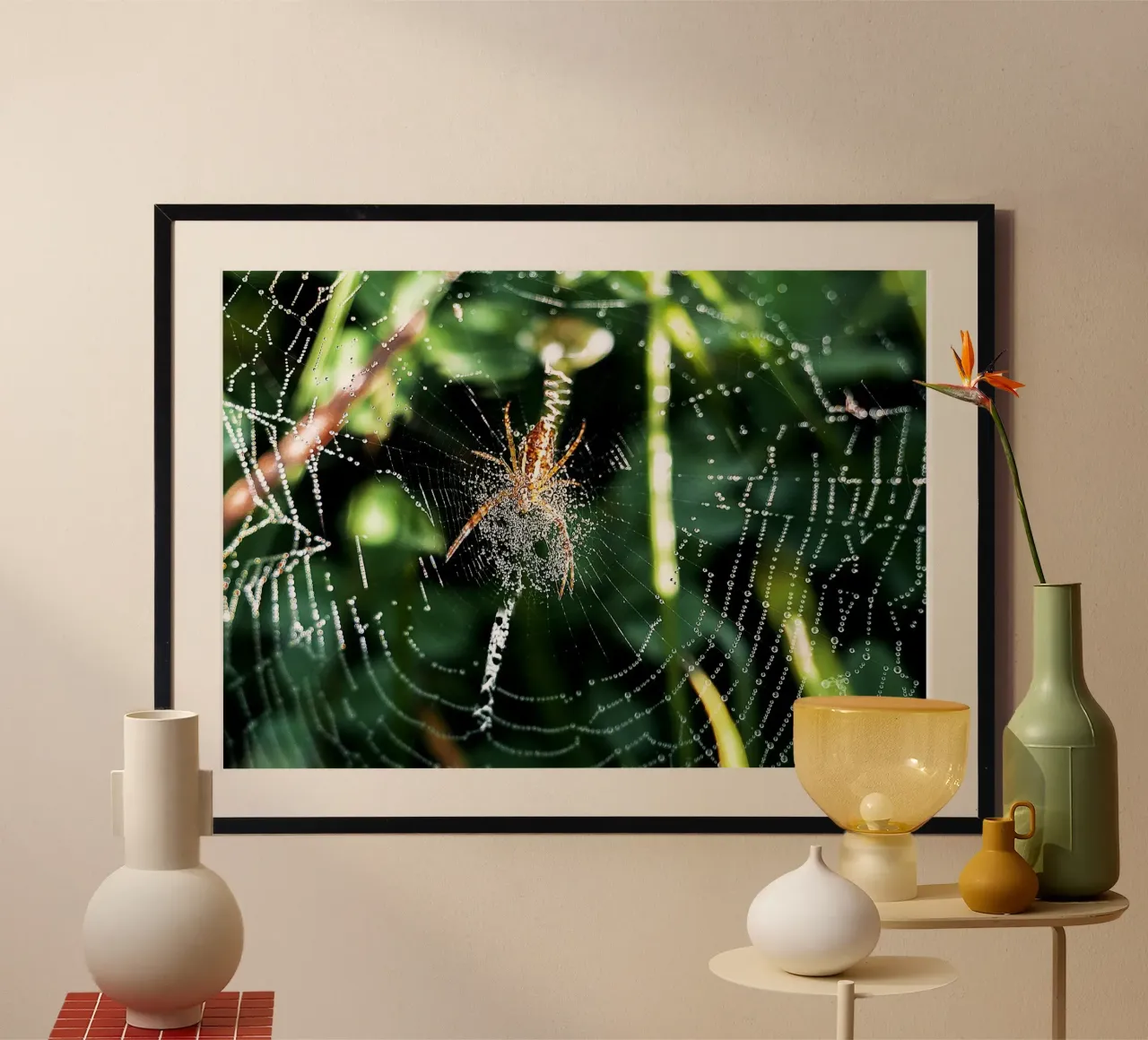 Web of Dawn - Stampa d'arte poster con telaio in legno da jay