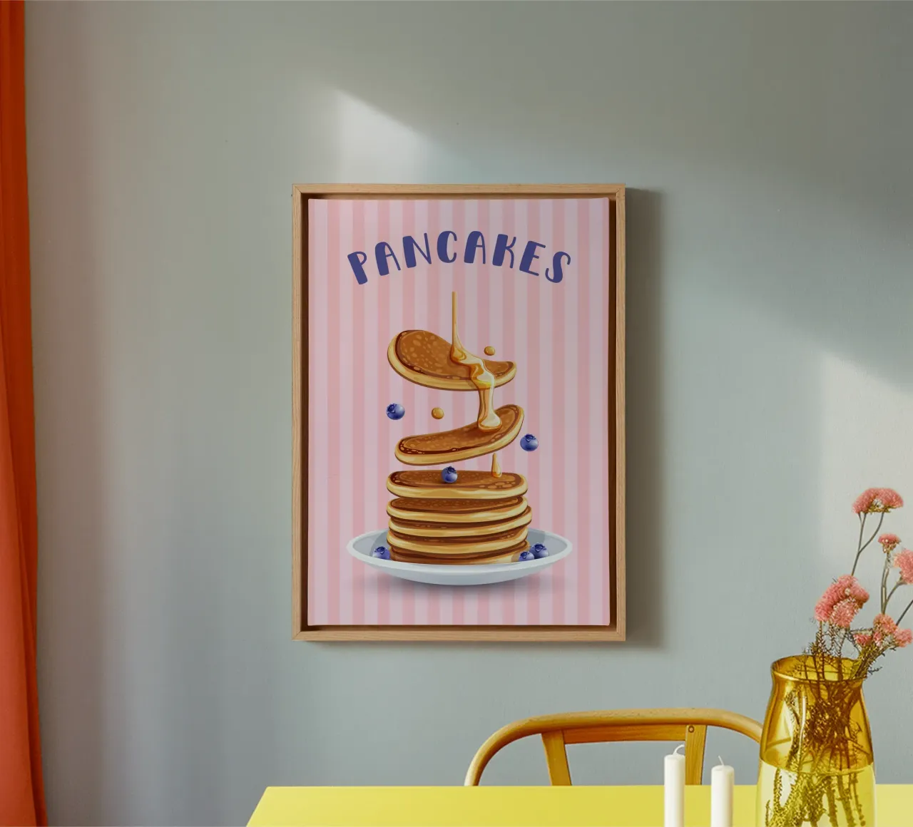 Retro pancakes canvas with Floater frame by PinkCandyWalls