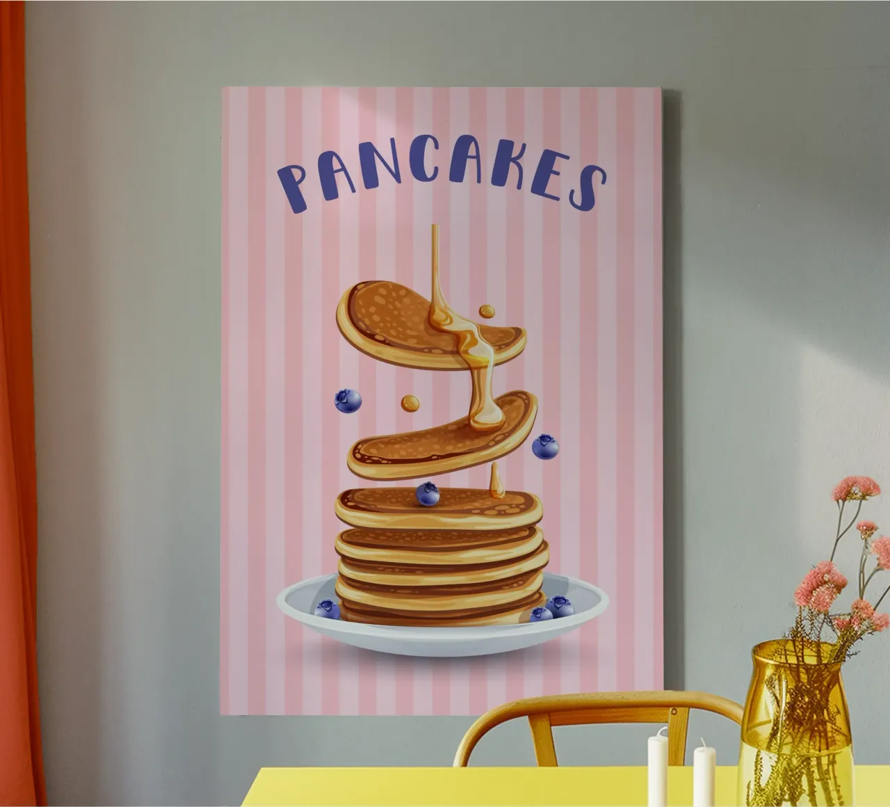Retro pancakes canvas with Floater frame by PinkCandyWalls