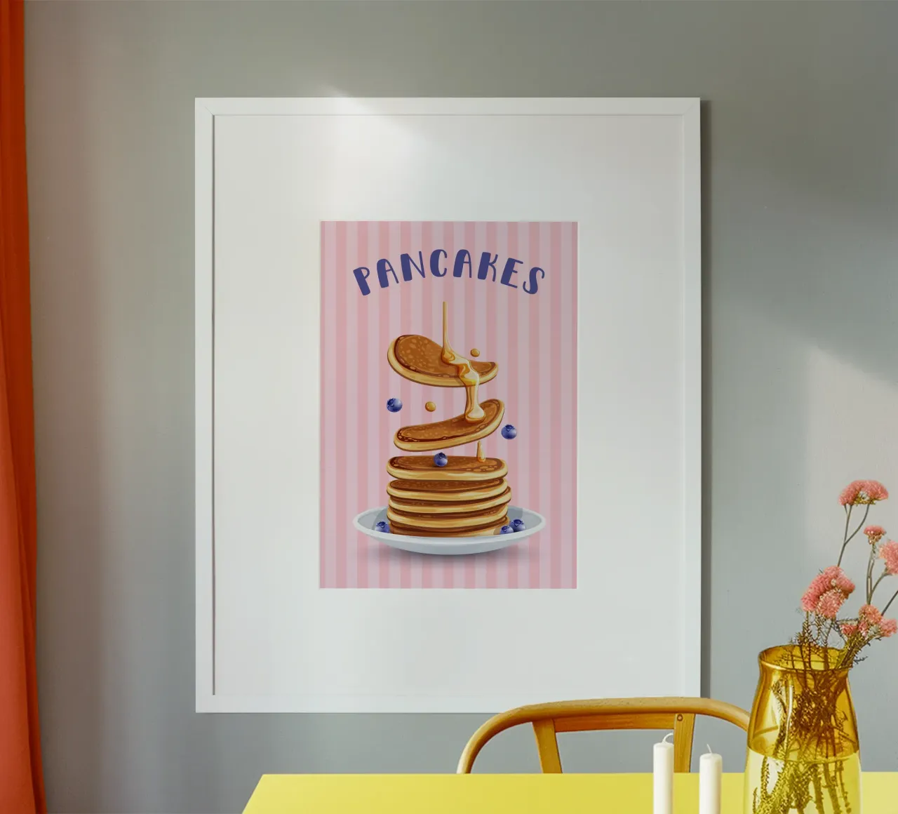 Retro pancakes poster con telaio in legno da PinkCandyWalls