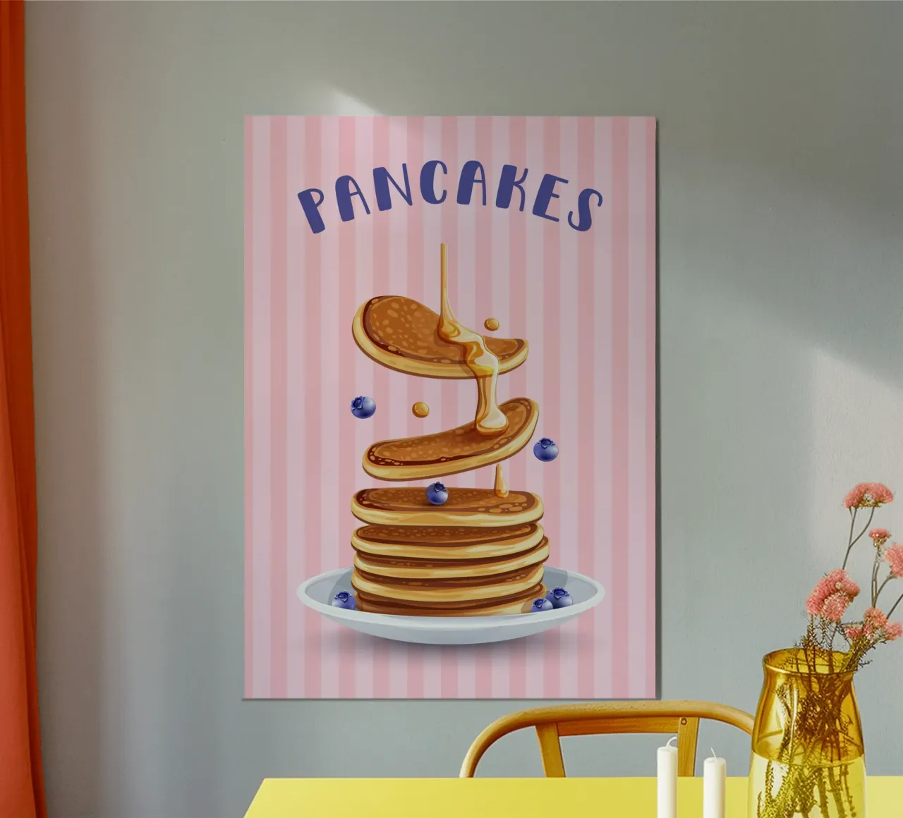 Retro pancakes poster con telaio in legno da PinkCandyWalls