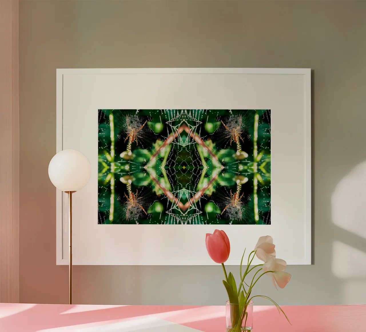 Spinnenweb magisch portaal - abstracte kunstdruk poster met kunststof frame van jay