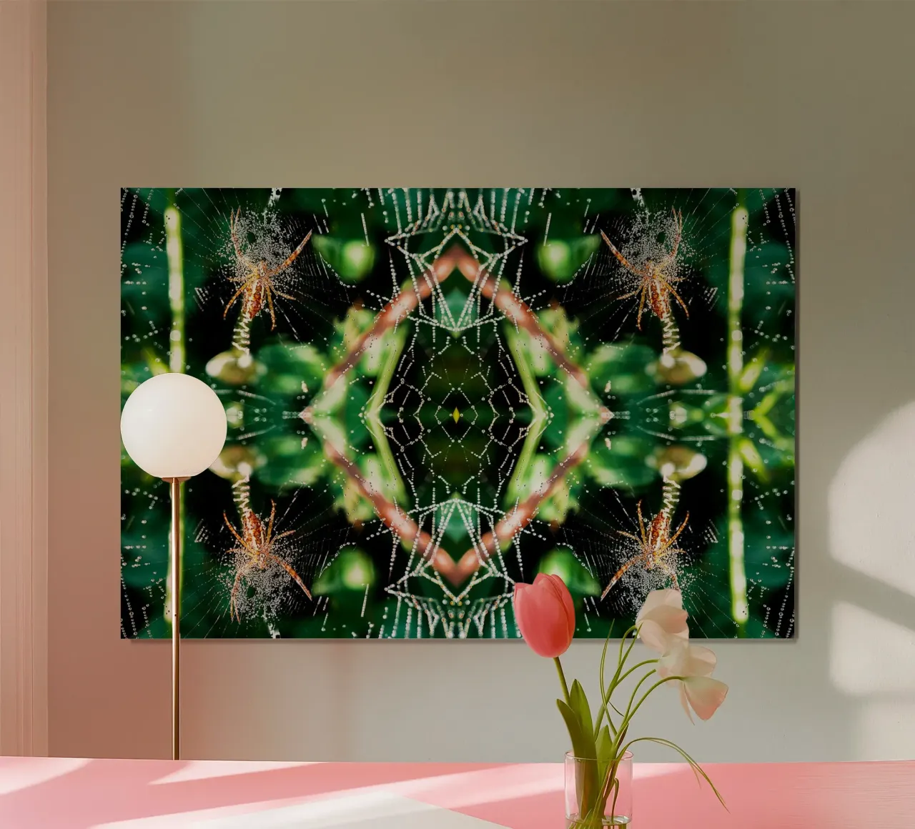Spinnenweb magisch portaal - abstracte kunstdruk poster met kunststof frame van jay