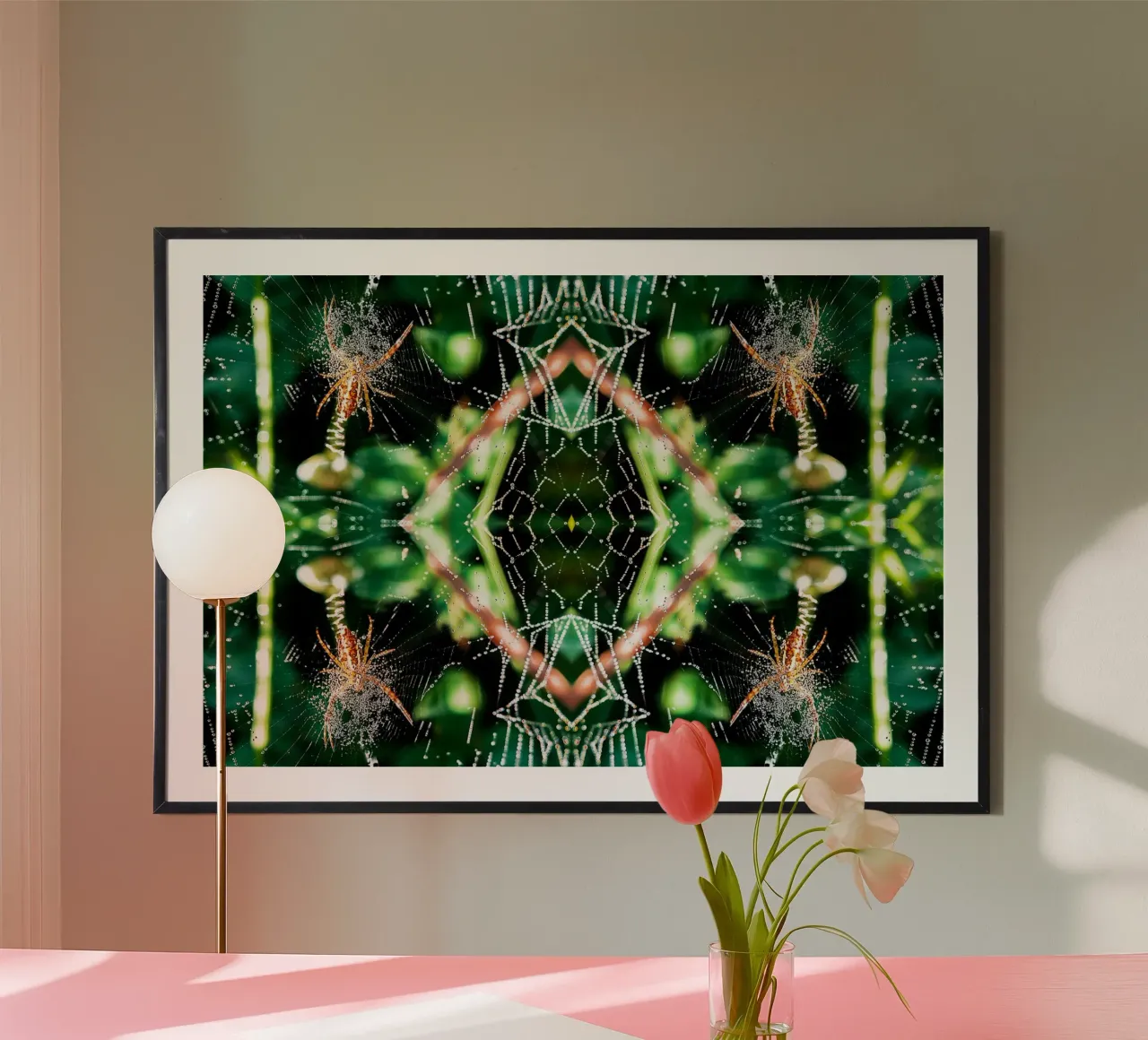 Spinnenweb magisch portaal - abstracte kunstdruk poster met kunststof frame van jay