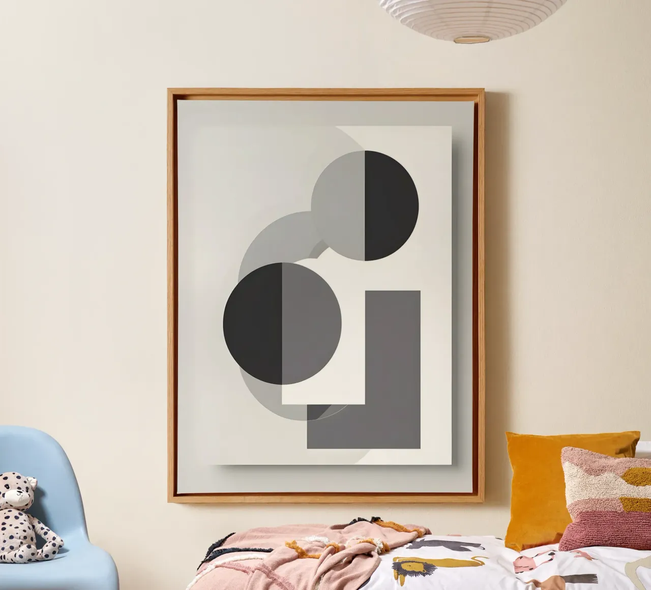 Abstract geometric canvas with Floater frame by The Green Room