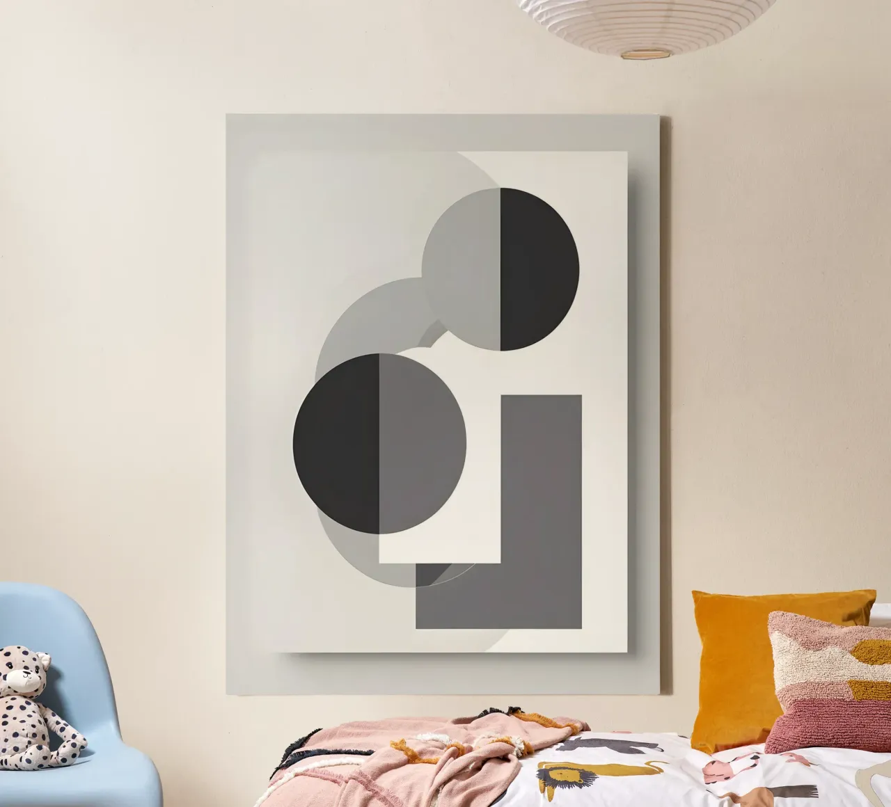 Abstract geometric canvas with Floater frame by The Green Room